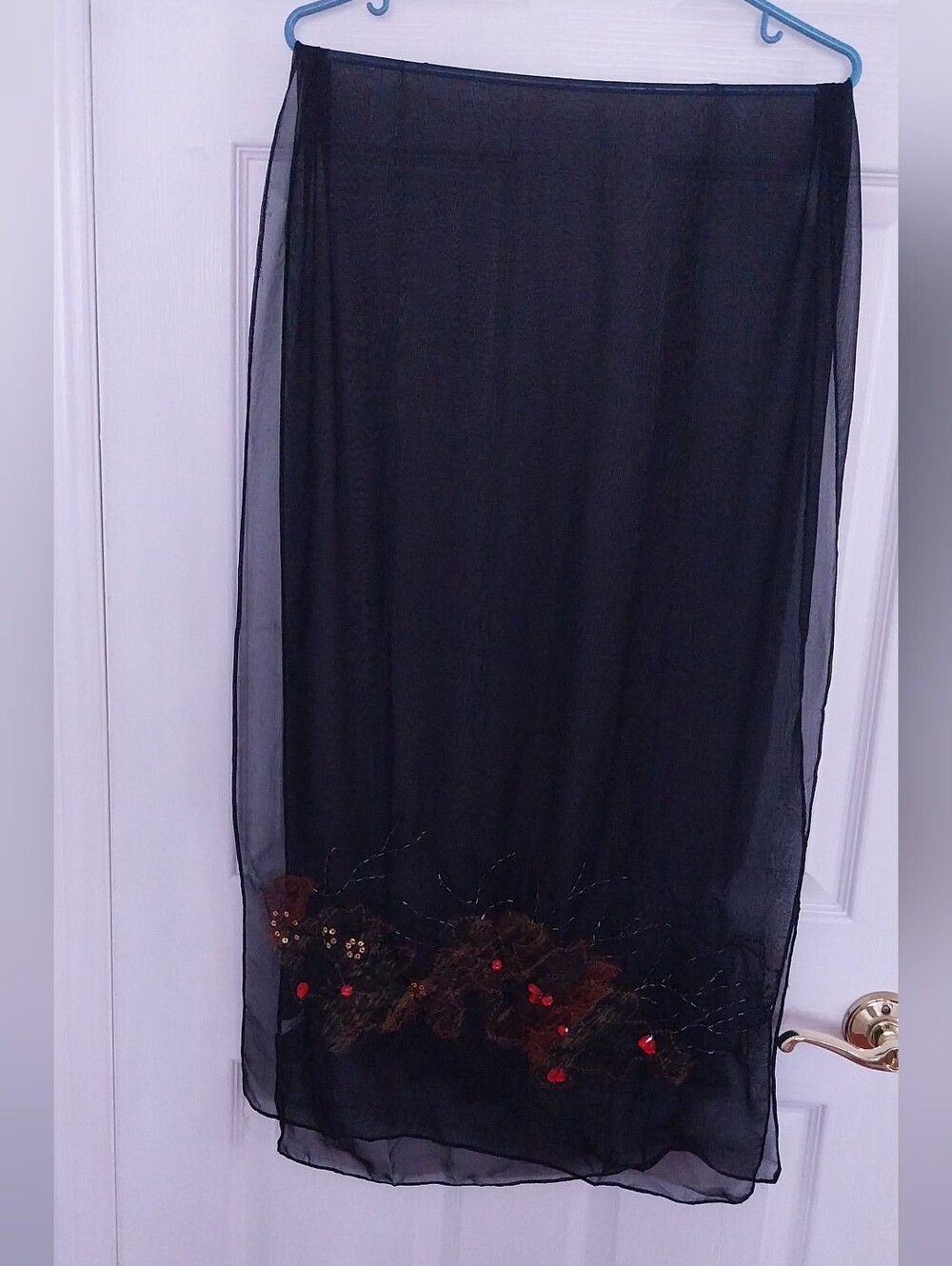 Black Sheer Embroidered  Scarf